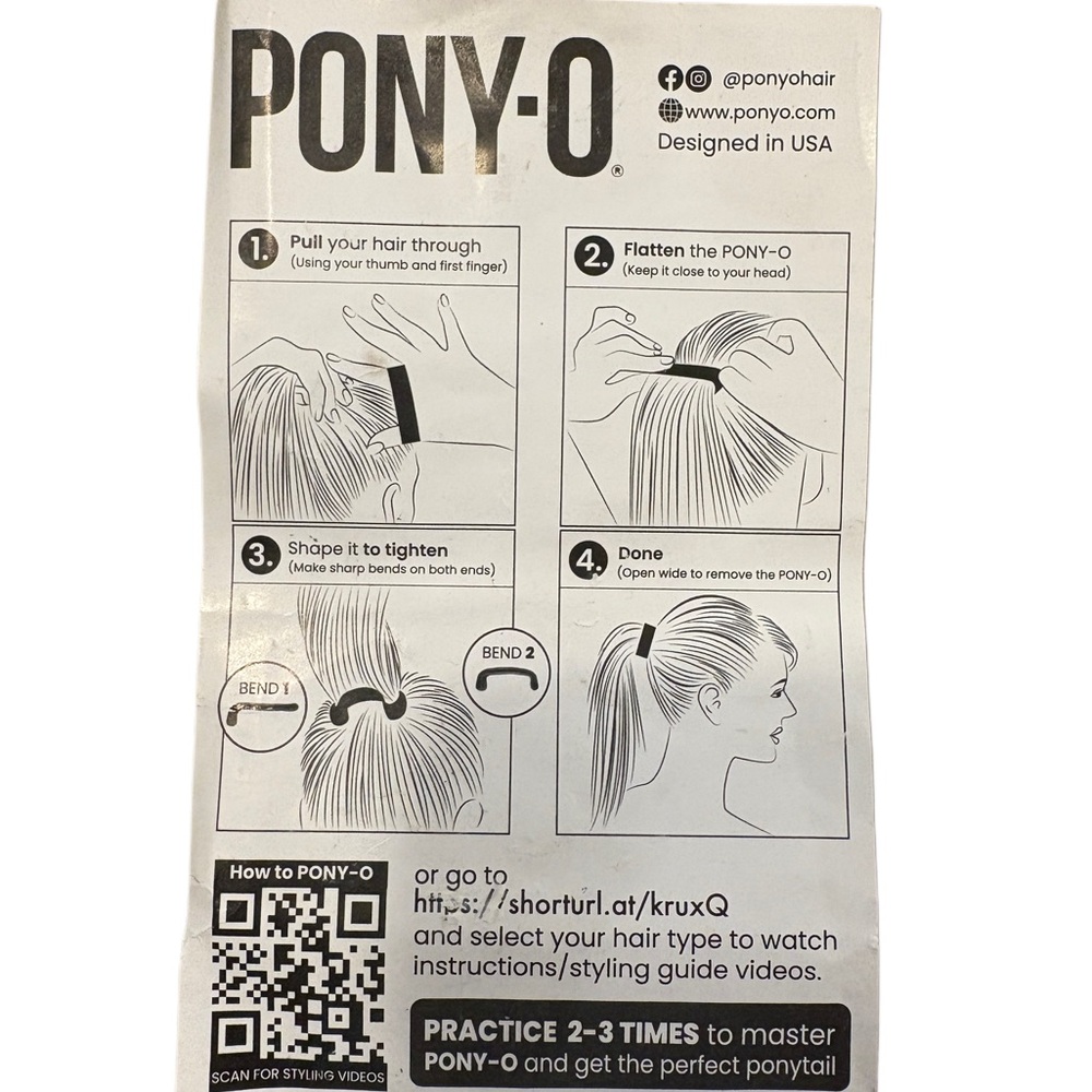 Pony-O Multicolor Kit For the Perfect Ponytail - Black, White, Tan, Pink - Picture 2 of 3